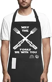 POTALKFREE Cooking Aprons for Men Women, Kitchen Chef Apron, BBQ Grilling Gifts for Husband Dad