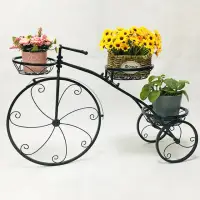 在飛比找momo購物網優惠-【京太陽】腳踏車鐵藝花盆架(簡約花架 花盆 花架子 造型花架