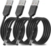 3-Pack 4Ft USB 2.0 a Type Male to DC 5.5 X 2.1Mm DC 5V Power Plug Connector Cabl