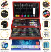 150 pc Art Kit Drawing Sketching Painting Set Colored Pencils Crayons Pastels
