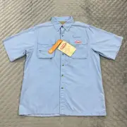 Berkley Fishing Shirt Mens Medium Blue Solar Factor Vented Button Up Trilene NWT