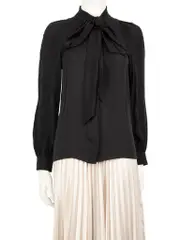 Black Silk Neck Tie Blouse