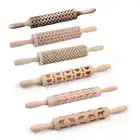 Household Cake Carving Wooden Rolling Pin Pastry Embossing Cake Rolling Pin Tool