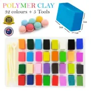 32 Colours Polymer Clay w/ 5 Tools Set Oven Make n Bake Modelling DIY Craft Kids