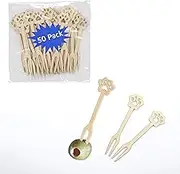 Pet Fit For Life Decorative Wooden Appetizer Forks with Paw Print Design, Party Picks for Cheese and Fruits