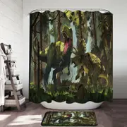 Protection Fight Cool Dinosaurs Art the Dinosaurs Forest Shower Curtain