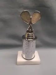silver crossed racquet trophy silver award marble base