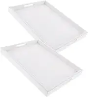 PEPLAYTAL Handmade Solid Wood Serving Trays Rectangle Appetizer Breakfast Kitchen Countertop Tray Decorative Vanity Tray for Table