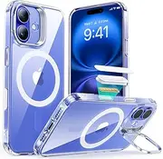 [ESR] for iPhone 16 Case, Camera Control Compatible with MagSafe, Military-Grade Protective Case, Built-in Stash Stand Phone Case, Scratch-Resistant Back Cover, Classic Series, Clear