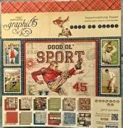 Graphic 45 Good Ol' Sport 8" Cardstock Pad Game Teamwork Score Champion 24 pgs