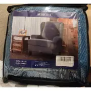 Subrtex 2-Piece Wing Chair Armchair Slipcover Stretch Waffle Textured Blue