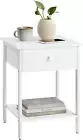 Nightstand W/ Drawer & Shelf, 15.7X15.7X21.7In, Steel Frame, White