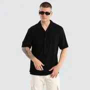 [Nomadic Paradise] Casanova Cropped Resort Shirt Black L