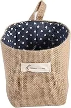 Cotton Linen Storage Bag, Clothes Bag Hanging Cotton Linen Basket Home Gadgets Storage Organizer Folding Basket Basket(Blue dots)