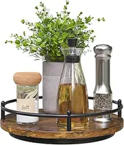 [KOKSTOP] Lazy Susan Organizer：9 Inch Rotating Spice Rack for Kitchen Countertop Round Wooden Turntable Holder for Cabinet, Dining Table, Cupboard Storage – Black