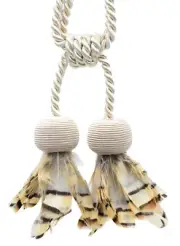 DÉCOPRO Pheasant Feathered Double Tieback, Color# A2 - Cream Ivory [Set of 4]