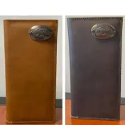 ZEP-PRO Arkansas Razorbacks College Tan/Gray Leather Bifold Long Roper Wallet