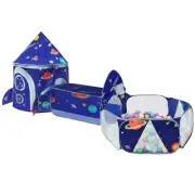 Gift 3pc Rocket Ship Kids Play Tent, Ball Pit, Crawl Tunnel, Toddlers Playhou...