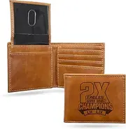 Rico Industries NFL Football Philadelphia Eagles 2 Time Champs Brown Laser Engraved Bill-fold Wallet - Slim Design - Great Gift