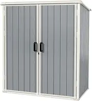 Aoxun Outdoor Storage Shed 5 x 3FT, Resin Shed with Floor and Lockable Door, Plastic Sheds for Garbage Can, Tool, Accessories, Lawn, Garden - Grey