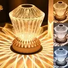 Crystal Table Lamp, 3 Color Dimmable Touch Beside Lamp Nightstand Lamp Bedroom