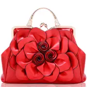 Nevenka Womens Rose Flower Evening Clutches Formal Party Totes Shoulder Bag-Red