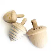 3pc Kiko & gg Dongri Acorn Wooden Spinning Top Kids/Children Toy 5y+ Silver