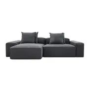 [James Lane] Riley Linen Charcoal Modular Sofa - 2 Seater Chaise