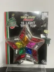 Vintage Holiday Accents 15 Light Tree Top Silver Lighted Christmas Tree Star NEW