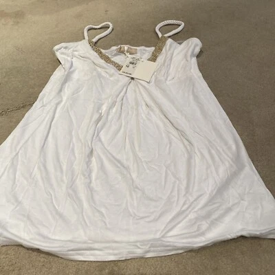 Ladies River island Top White Size 10 , With Glitter At The Chest In V Shape