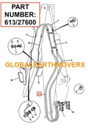 JCB BACKHOE - CIRCUIT HOSE 1/2 BSP, SET OF 2 PCS. (PART NO. 613/27600)