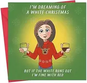 Twizler Merry Christmas Card with Wine - Happy Christmas Card - Xmas Card - Funny Christmas Card -Funny Womens Christmas Card -Funny Female Christmas Card -Funny Christmas Card For Her -Mum Funny Card