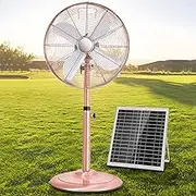 16/20 Inch Portable Solar Floor Fan Rechargeable Oscillating Standing Pedestal Fan With Solar Panel, Two Charging Methods, 3 Speeds For Home Office Outdoor(44.5cm/16in 23400mAh)