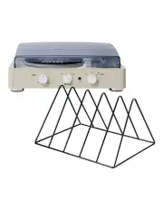Brad MKII Record Player - Ivory + Gadhouse Vinyl Rack Bundle - Black
