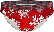 [Tiunyeah] Women Panties Snowflake On Red Ladies Underwear Hipster Briefs Stretch S Bikini Panty