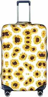 [FSCEV] Sunflower Trolley Suitcase Protective Cover Business Travel Luggage Protector Fashion 18-32 Inches, White, L