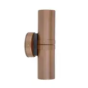 GU10 Exterior Double Fixed Up/Down Wall Pillar Light Aged Copper IP54 - PGUDCECA