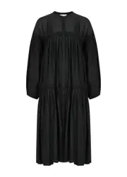 Merlette Elysium Tiered Cotton Midi Dress - Black - M (UK12 / M) M (UK12 / M)