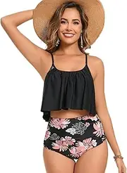 [WDHYH] Women's Swimsuit Split Fake Two-Piece Tankini Beach Print Two-Piece Set Swimsuit Bikini