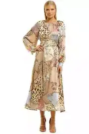 Scanlan Theodore Silk Chain Animal Print Dress - Size 10 - NWT RRP $1200