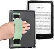 [T Tersely] Crystal Clear Case Cover with Hand Strap for 7" All-New Kindle Paperwhite 12th Generation-2024 or Kindle Colorsoft Signature Edition 2024, Shockproof Thin Silicone Case (Light Green)