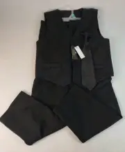 Boys Vittorino Signature Collection Suit- Tie/Vest/Pant Set - Size 12, Black