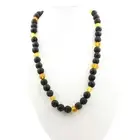 Stones And Minéraux. Necklace Beads Amber Real of The Sea Baltic + Lava 8