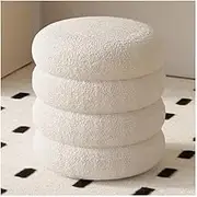 Vanity Chair for Makeup Room,Vanity Stool, Lambswool Fabric, Ottoman, Vanity Stool, Padded Seat Foot Rest Stool Vanity Foot Stools for Makeup Room,Living Room,Bedroom,Entce Hall(White)