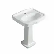 Claremont 68x51cm Fireclay Basin &amp; Pedestal (w/ 1 Tap Hole), White