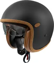 Premier Vintage Platinum BM, open face helmet , color: Matt-Black/Brown , size: M