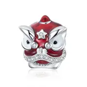 Chinese Lion Beads for Weomen Jewelry Silver plating Charm for Bracelet