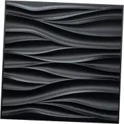 3D Wall Panels, Wave Design Textured PVC Wall Panels, 19.7''x19.7'' Black