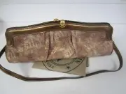 NWT BRAHMIN LEATHER CLUTCH PURSE HANDBAG W/ DETACHABLE STRAP, MONA PATENT PYTHON