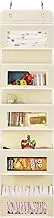 5-Shelf Over Door Organizer Wall Hanging Storage Bag with Clear Window Large Capacity Clothes Holder Pouches for Bedroom Bathroom Dorm Room Nursery Closets Beige One Size